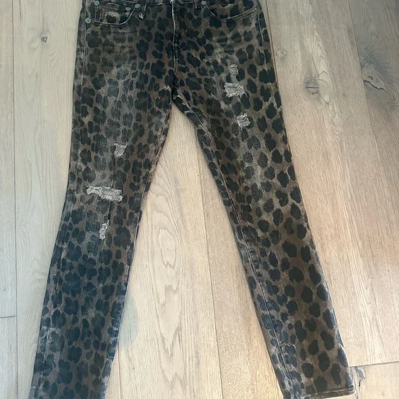 Leopard Print Women's R13 Edgy Rustic Jeans - Picture 2 of 10
